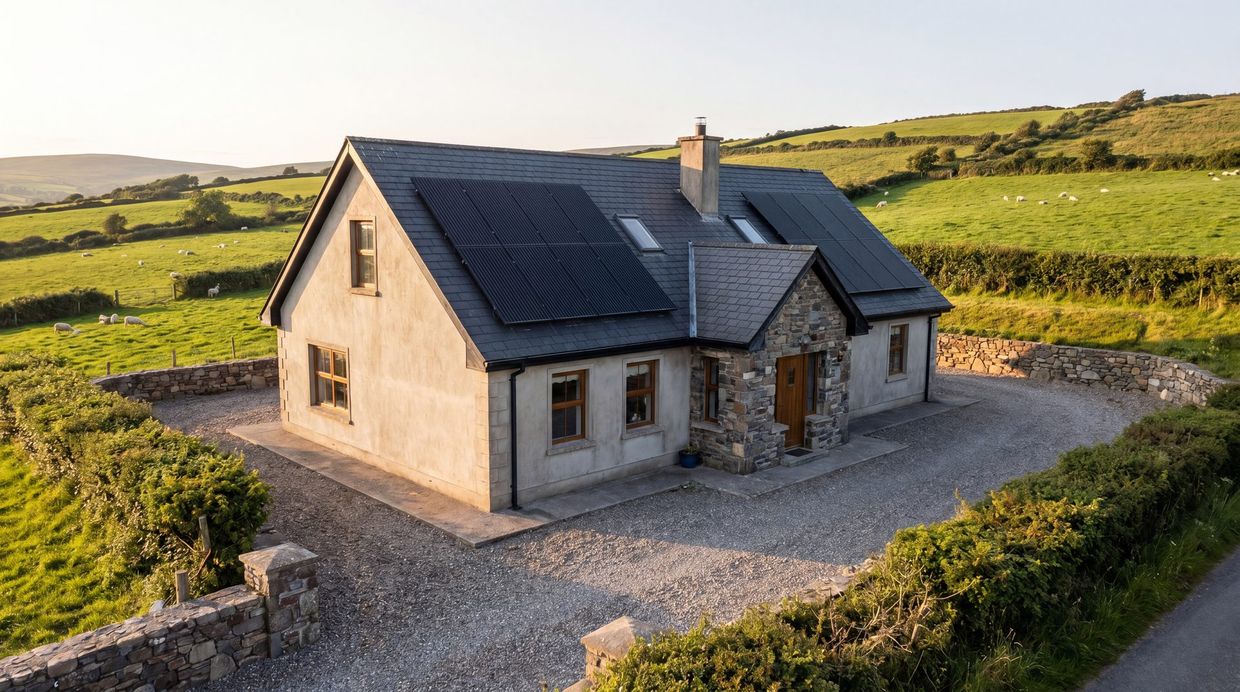 Solar PV panels installed on a rural Irish home by EGR