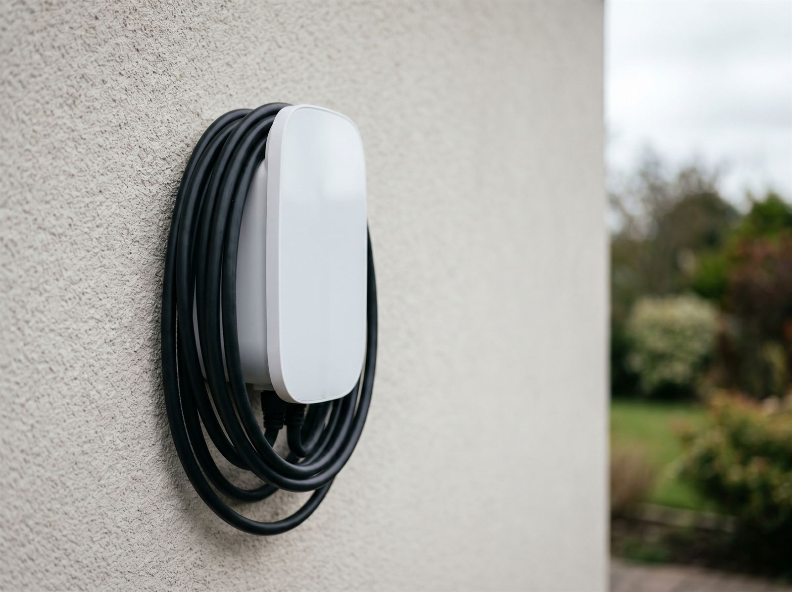 Home EV charger mounted on the exterior wall of an Irish home