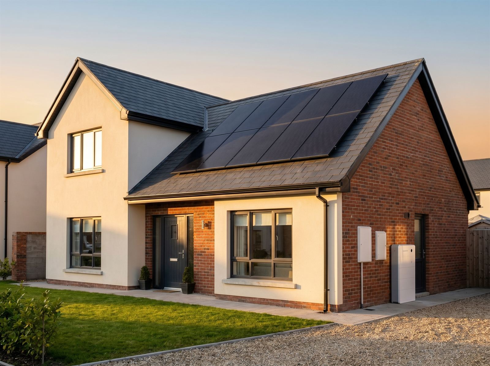 Modern Irish home with rooftop solar, saving on electricity bills